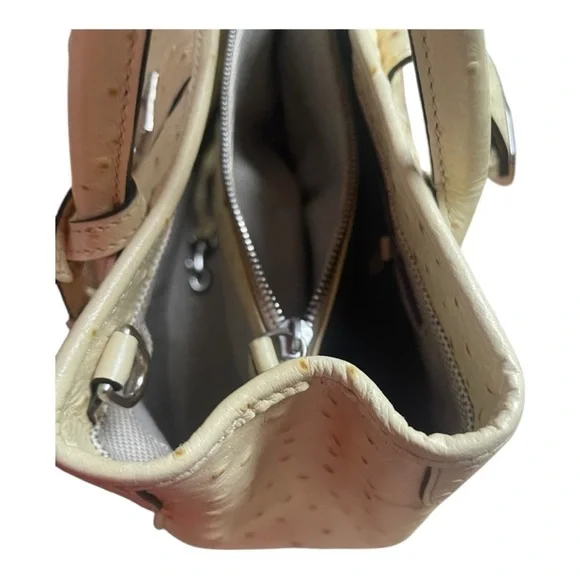 Dooney & Bourke Vintage Cream Ostrich Inspired Leather Shoulder Bag - Picture 7 of 11